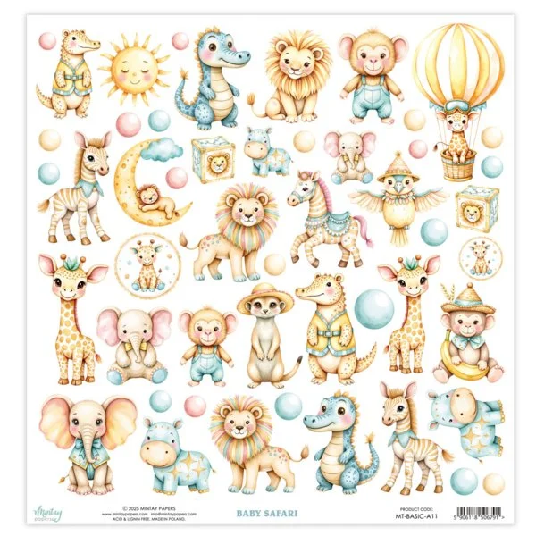 Mintay Basics 12" x 12" Elements Sheet Baby Safari