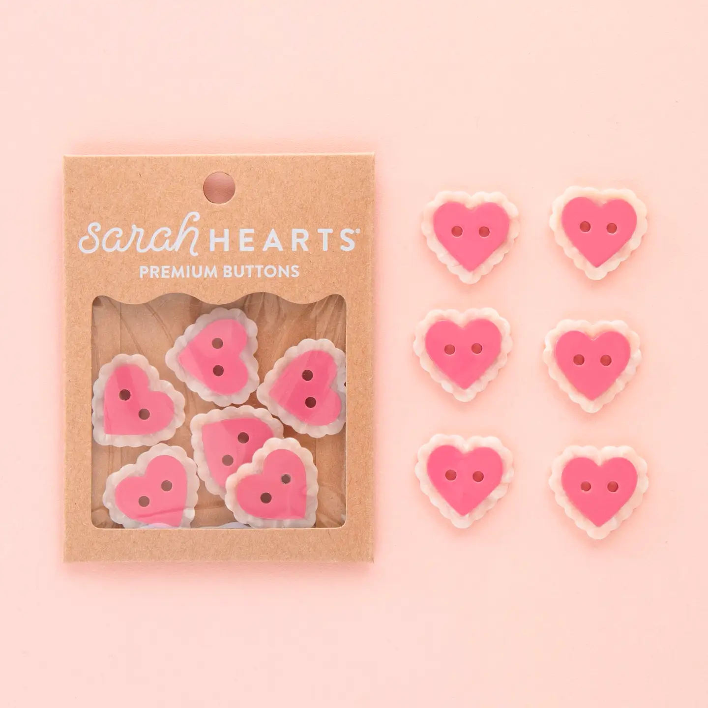 Sarah Hearts Pink Sweet Heart Large 1" Buttons