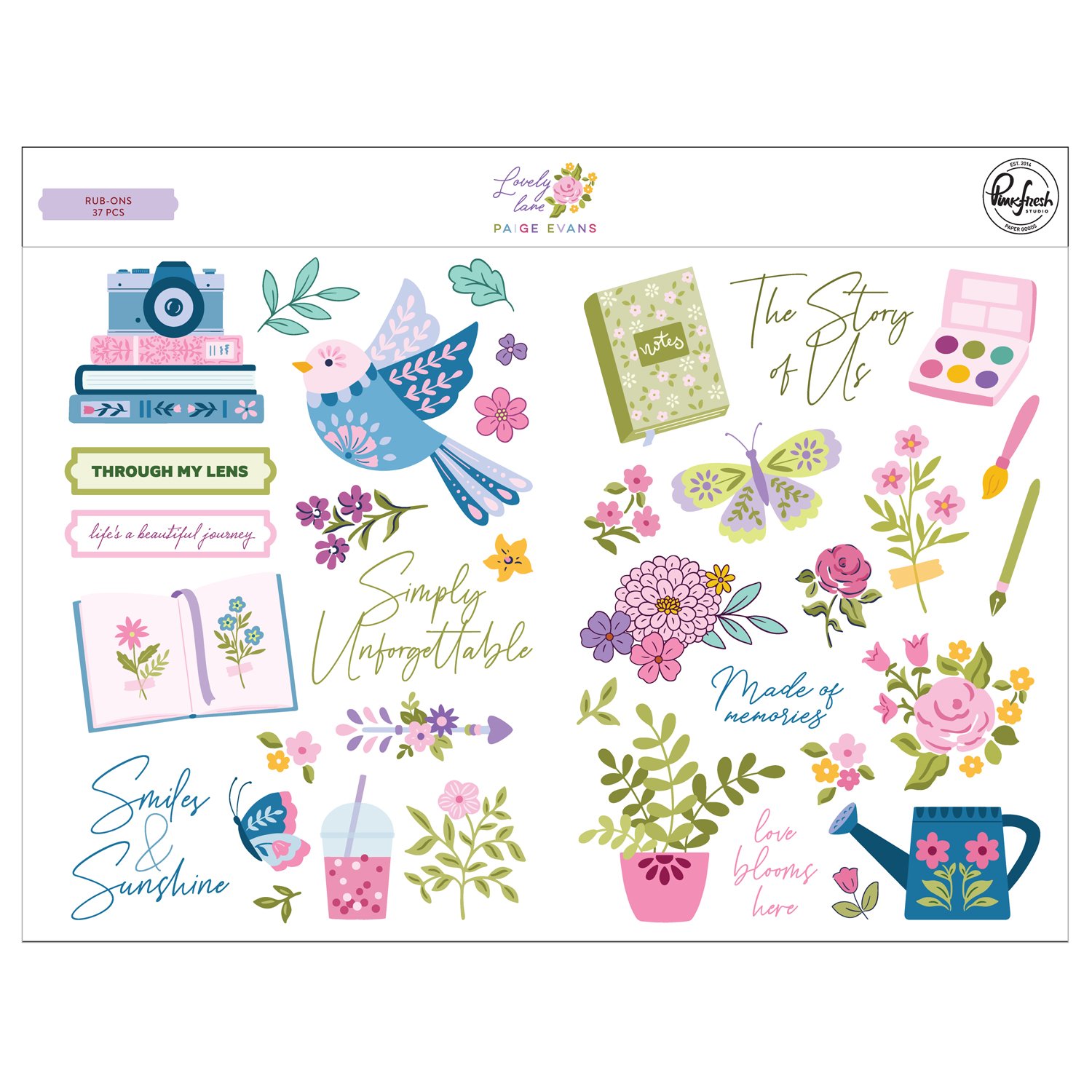 Pinkfresh Studio Paige Evans Lovely Lane Rub Ons