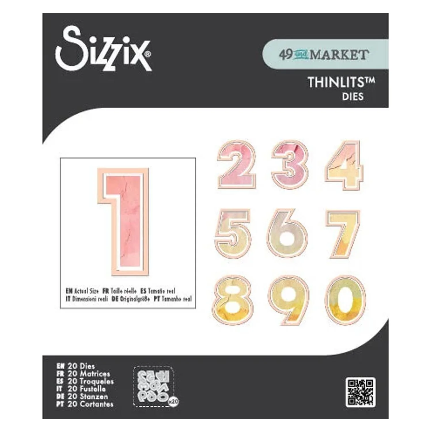 Sizzix 49 & Market Collection Thinlits Dies This or That 2 inch Numbers