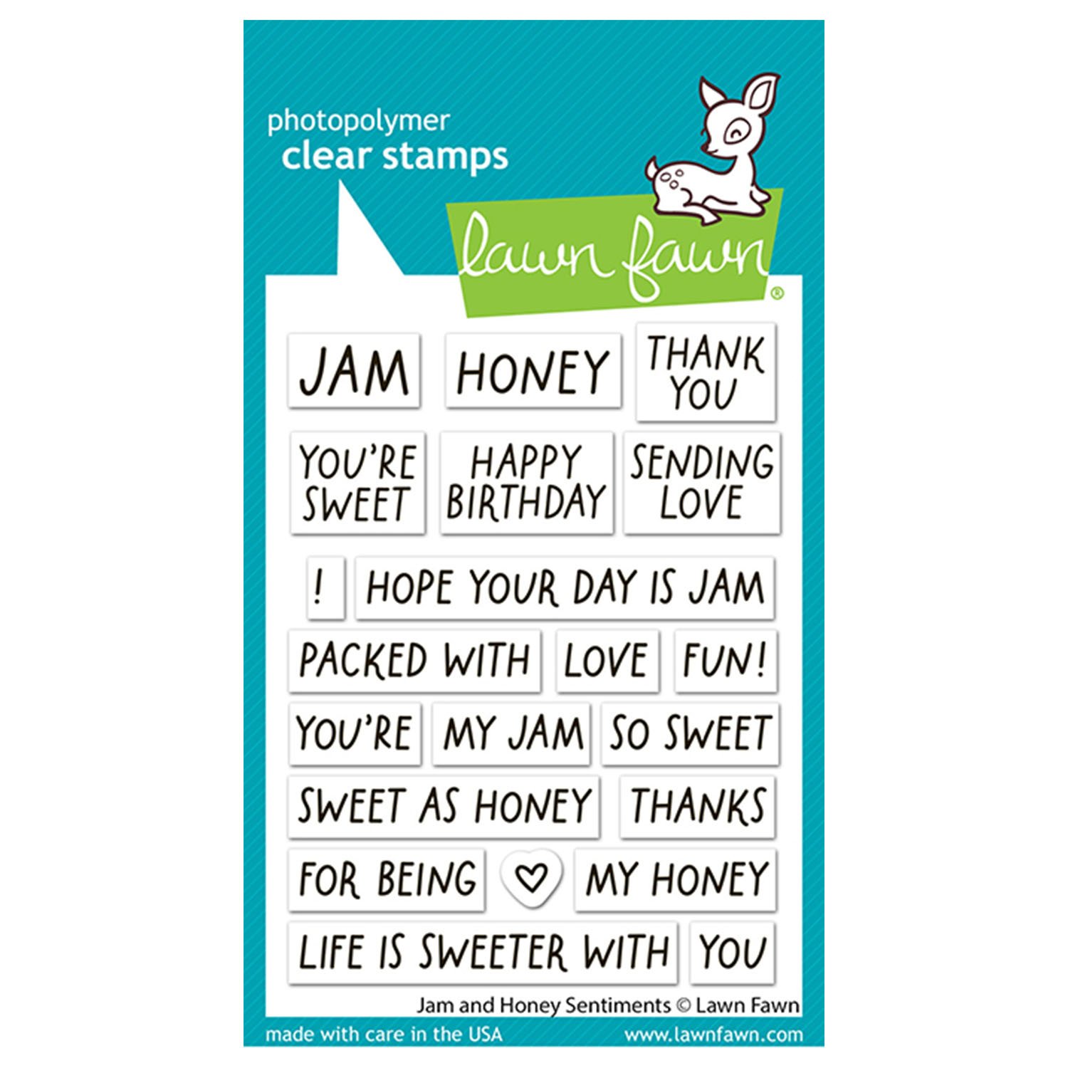 Lawn Fawn Clear Stamps jam and honey sentiments