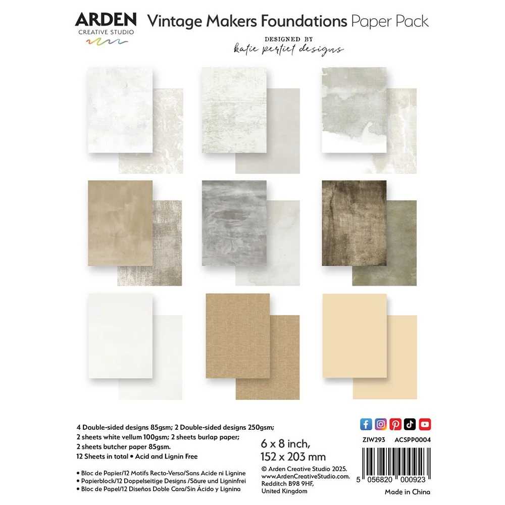 Arden Creative Studio Katie Pertiet Vintage Maker Series 6" x 8" Paper Pad Foundations