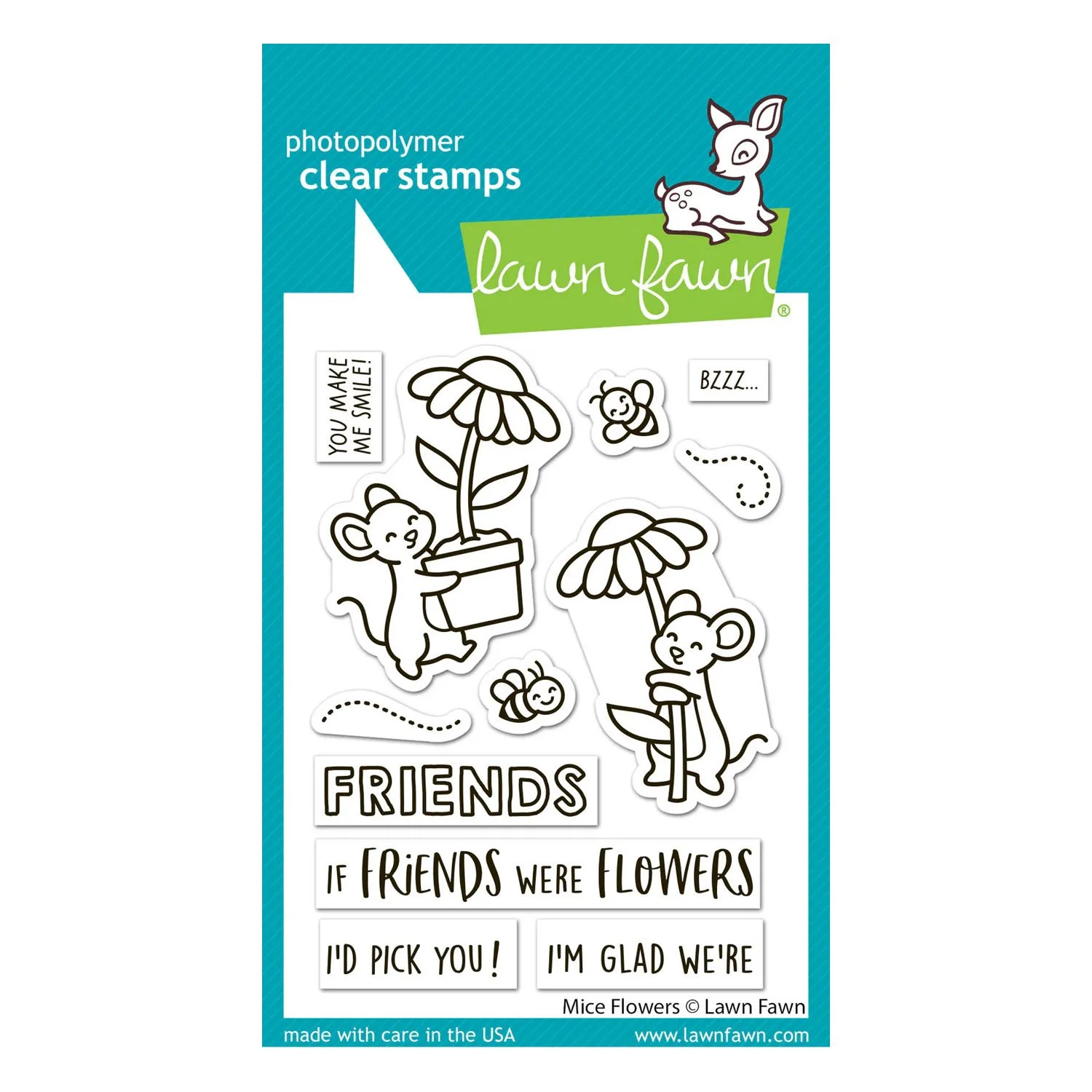 Lawn Fawn Mice Flowers Clear Stamps