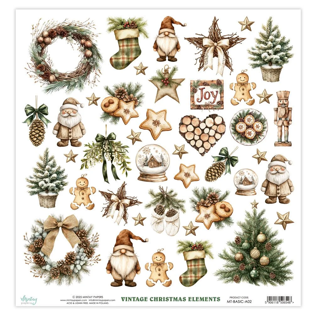 Mintay Basics 12" x 12" Elements Sheet Rustic Christmas