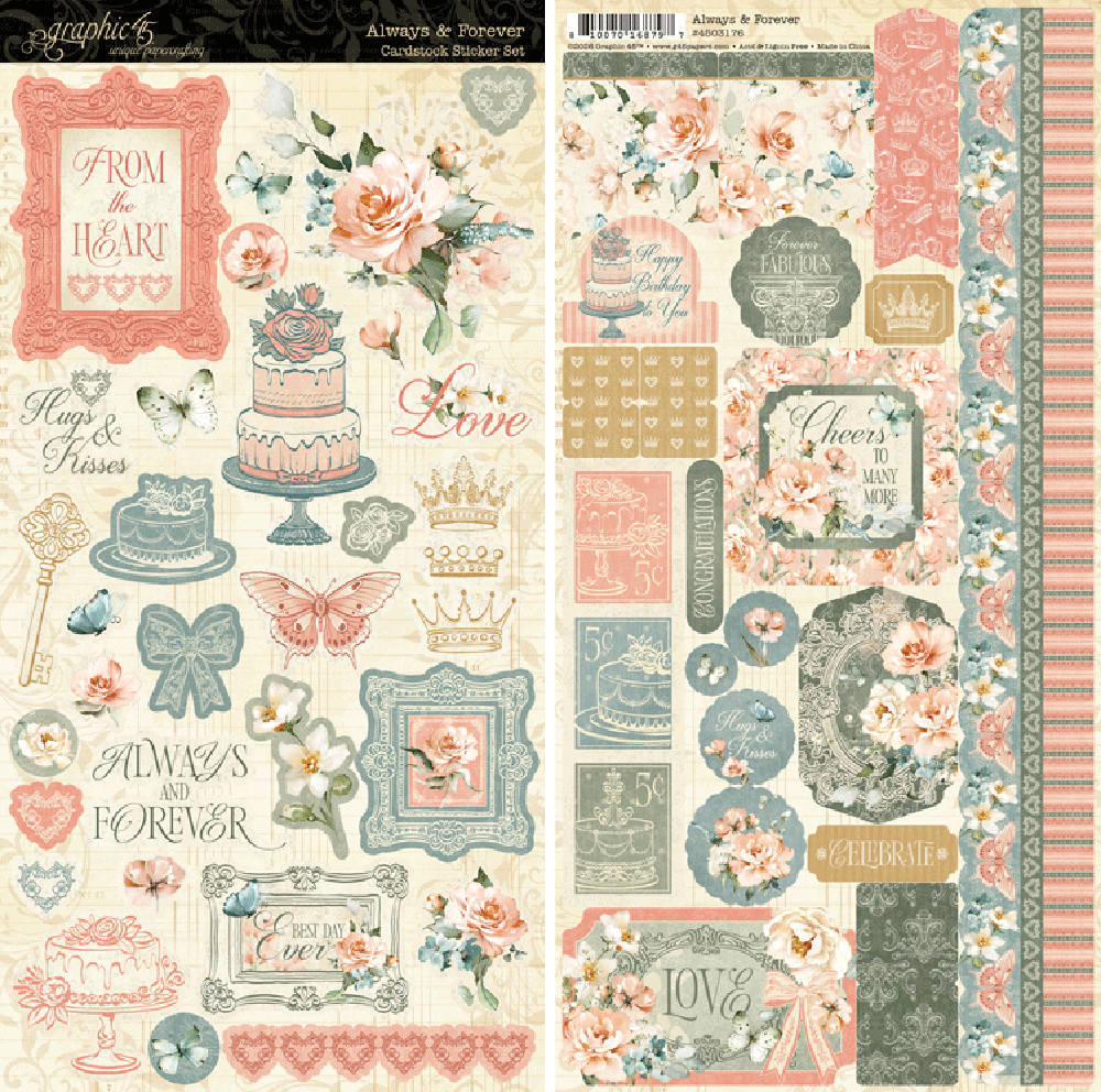 *Pre-Order* Graphic 45 Always & Forever 12" x 12" Stickers