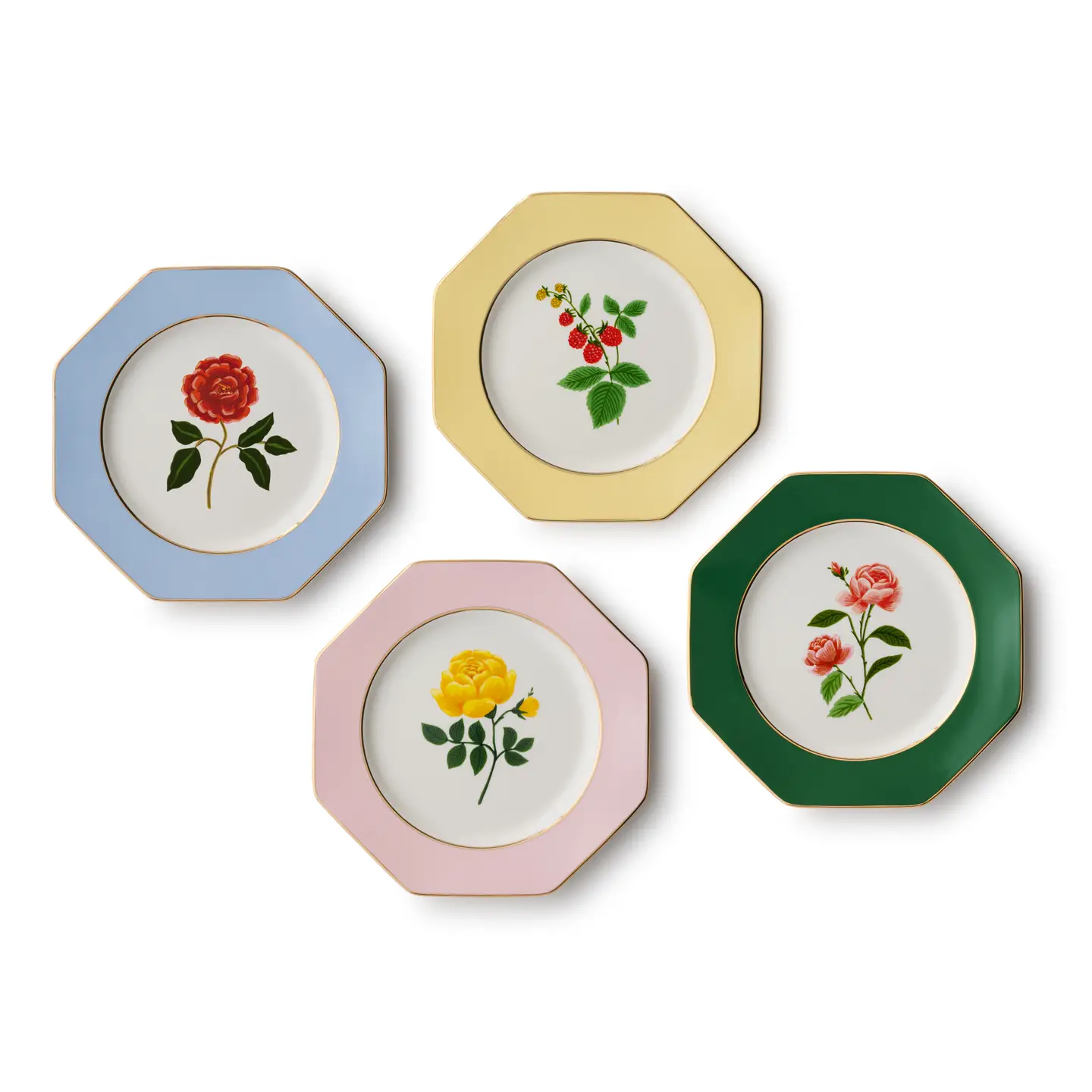 Rifle Paper Co. Roses Porcelain Dessert Plate Set