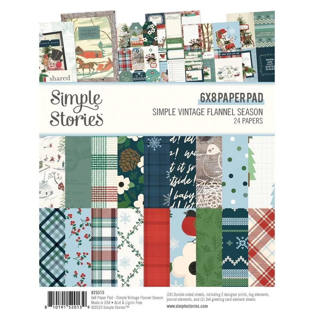 Simple Stories Simple Vintage Flannel Season 6" x 8" Paper Pad