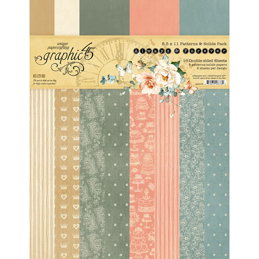 *Pre-Order* Graphic 45 Always & Forever Patterns and Solids Paper Pack
