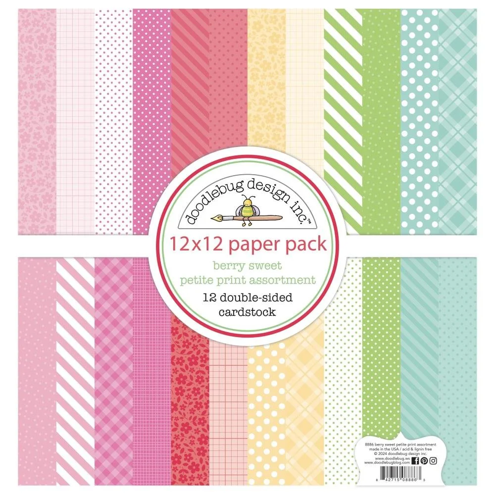 Doodlebug Berry Sweet 12" x 12" Petite Prints Paper Pack