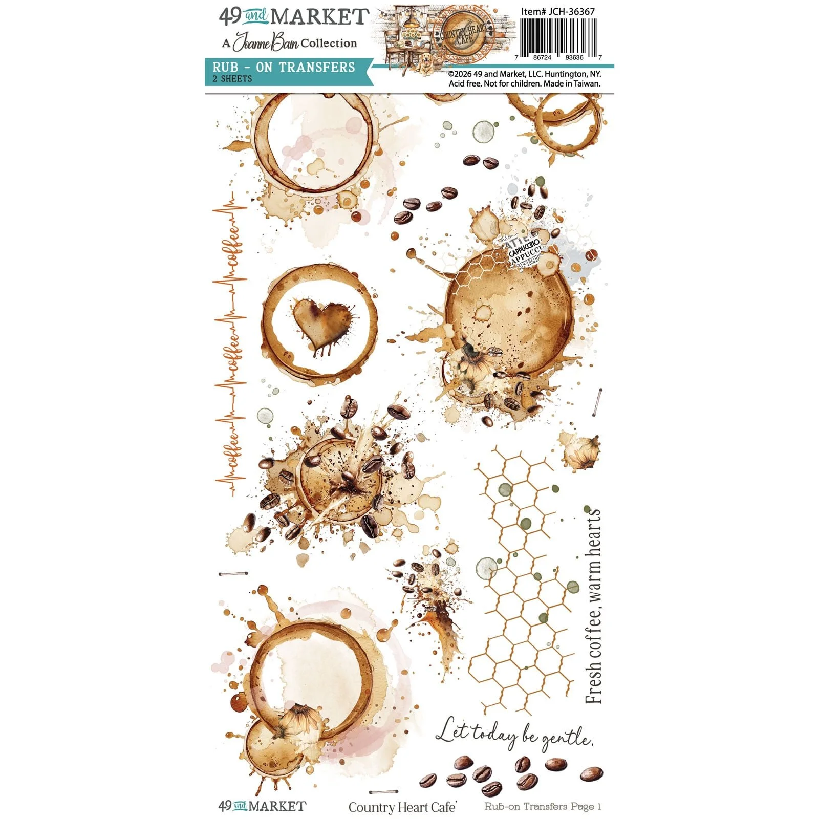 *Pre-Order* 49 & Market Country Heart Cafe Blendable Rub-On Transfer Set