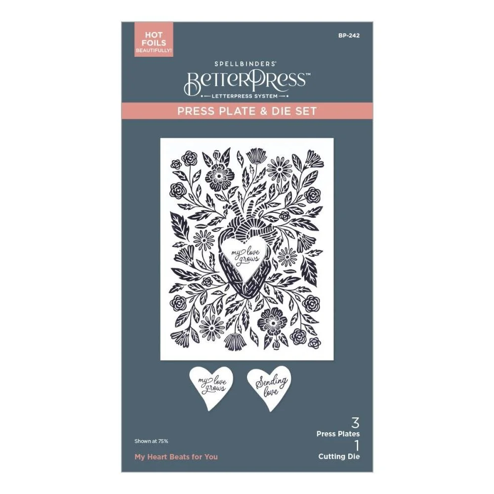 Spellbinders Betterpress My Heart Beats For You Plate & Die Set