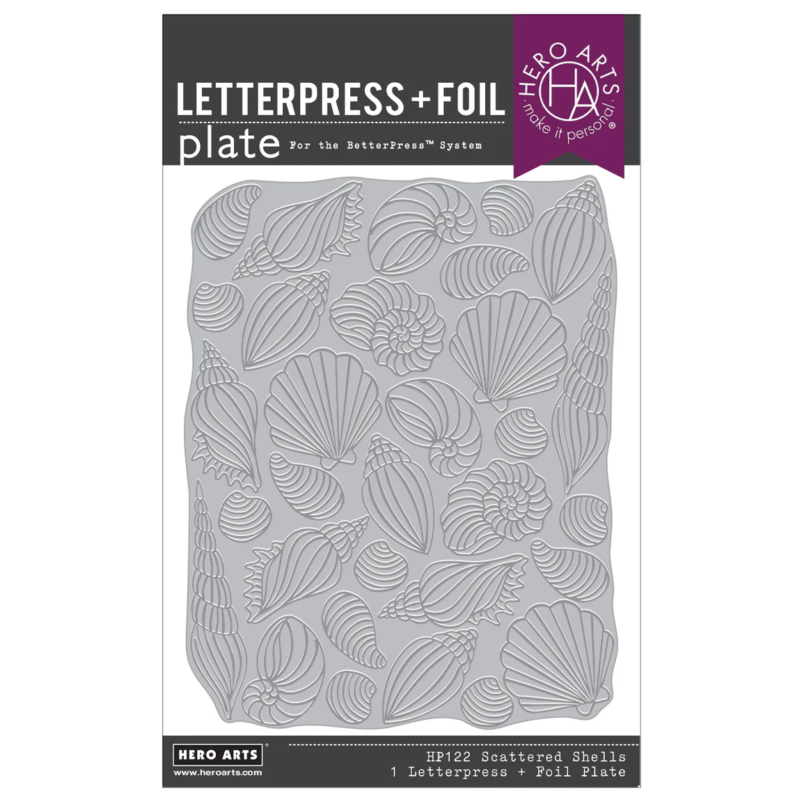 Hero Arts Scattered Shells Letterpress & Foil Plate