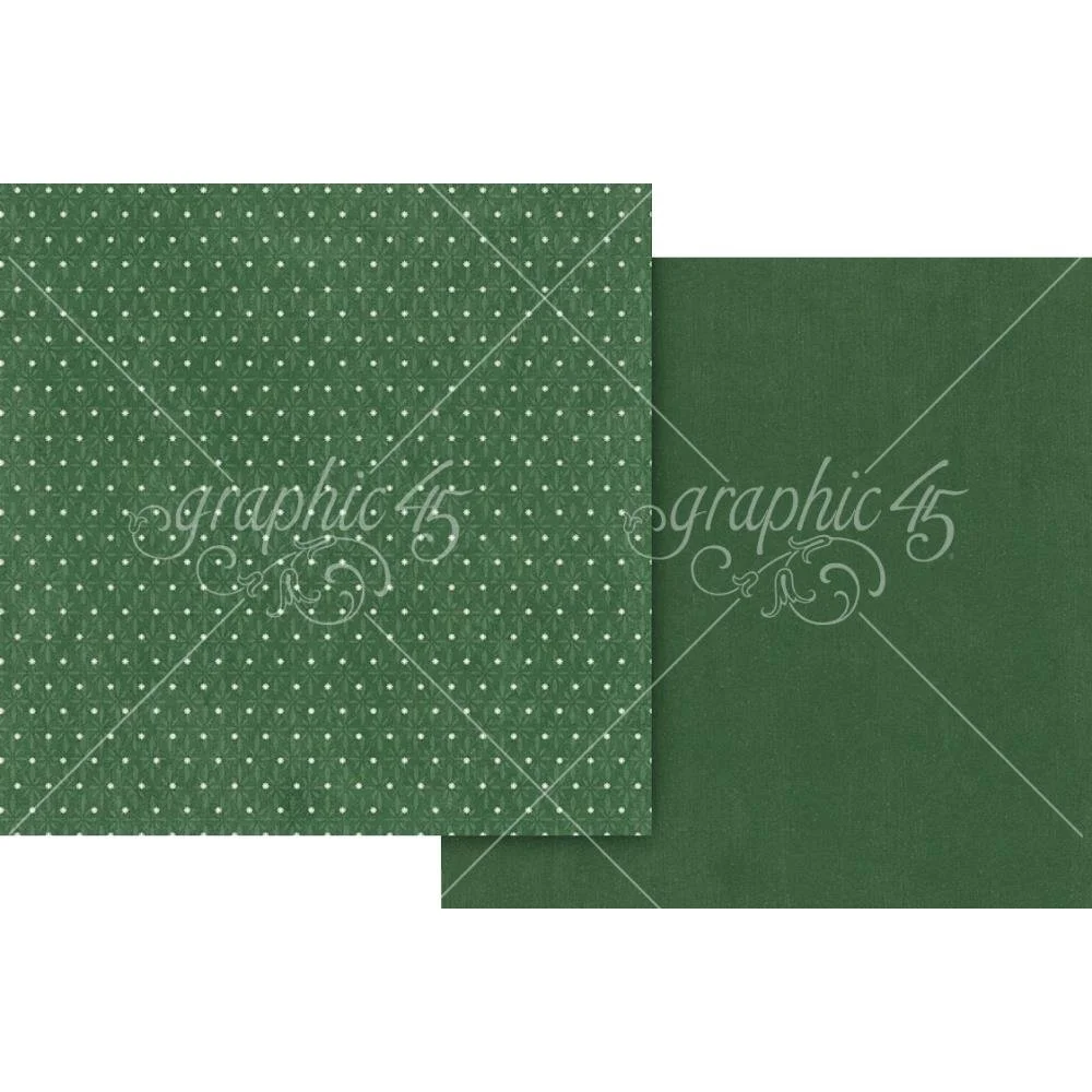 Graphic 45 Deck The Halls 12" x 12" Paper Holly Green