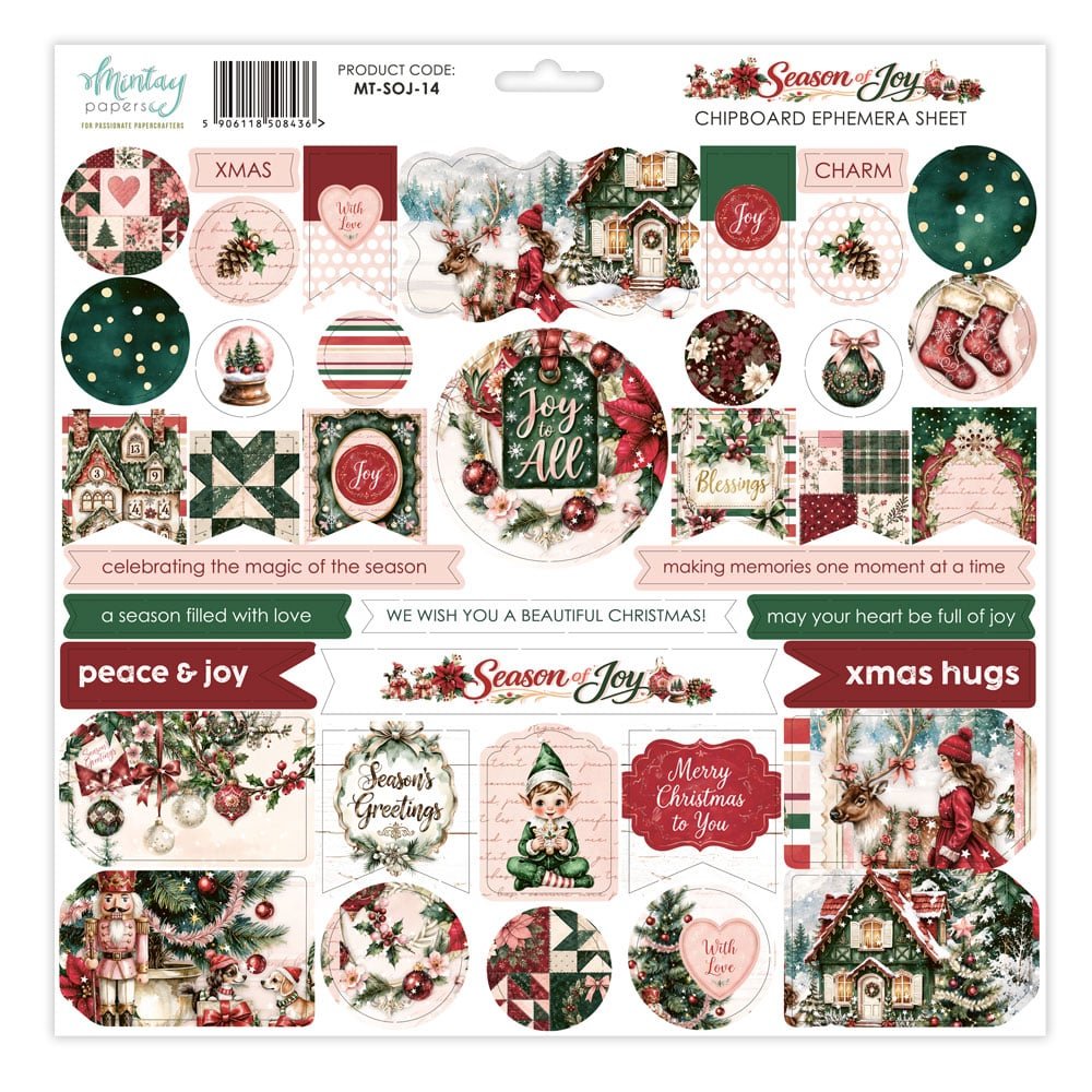 *Pre-Order* Mintay Season Of Joy Chipboard Ephemera Sheet