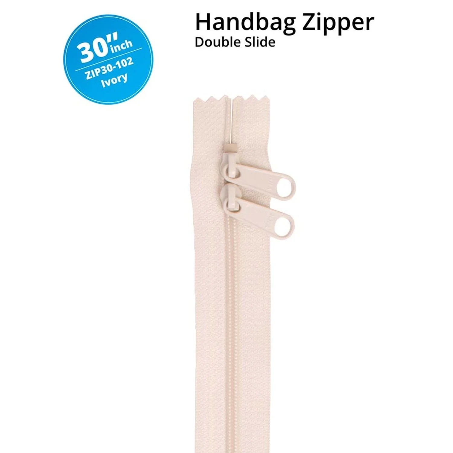 By Annie 30" Handbag Zippers - Double-slide Ivory