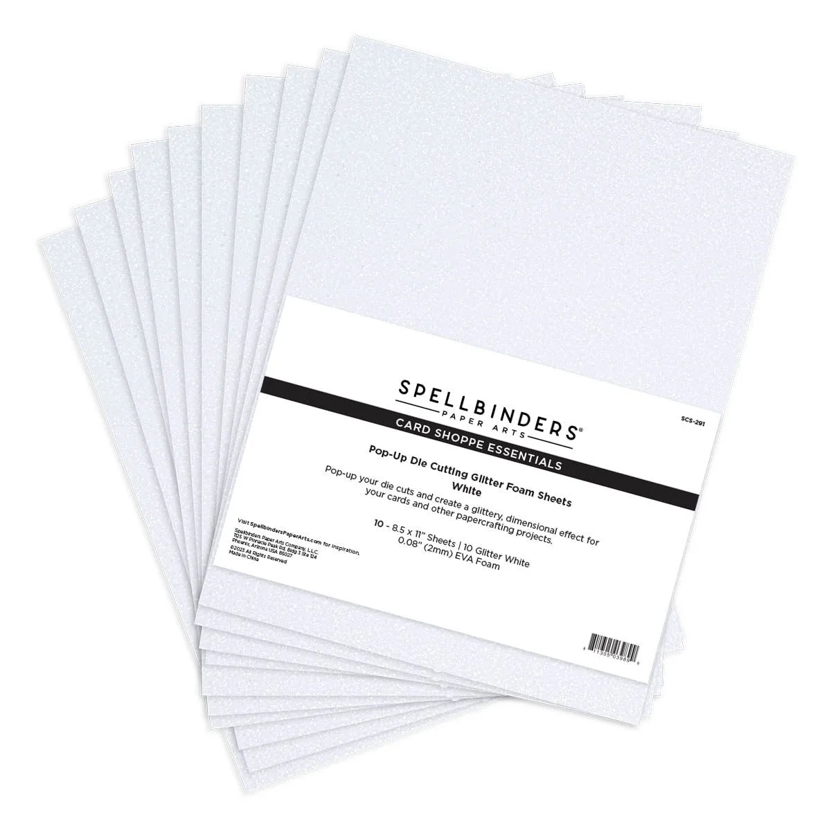 Spellbinders Pop Up Die Cutting Glitter Foam Sheets White