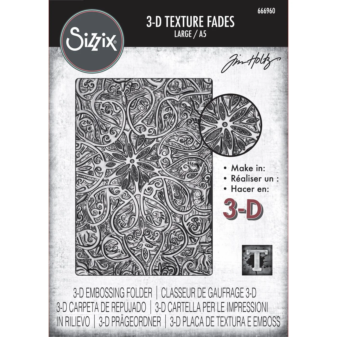 Tim Holtz Sizzix 3D Large A5 Embossing Folder Engraved