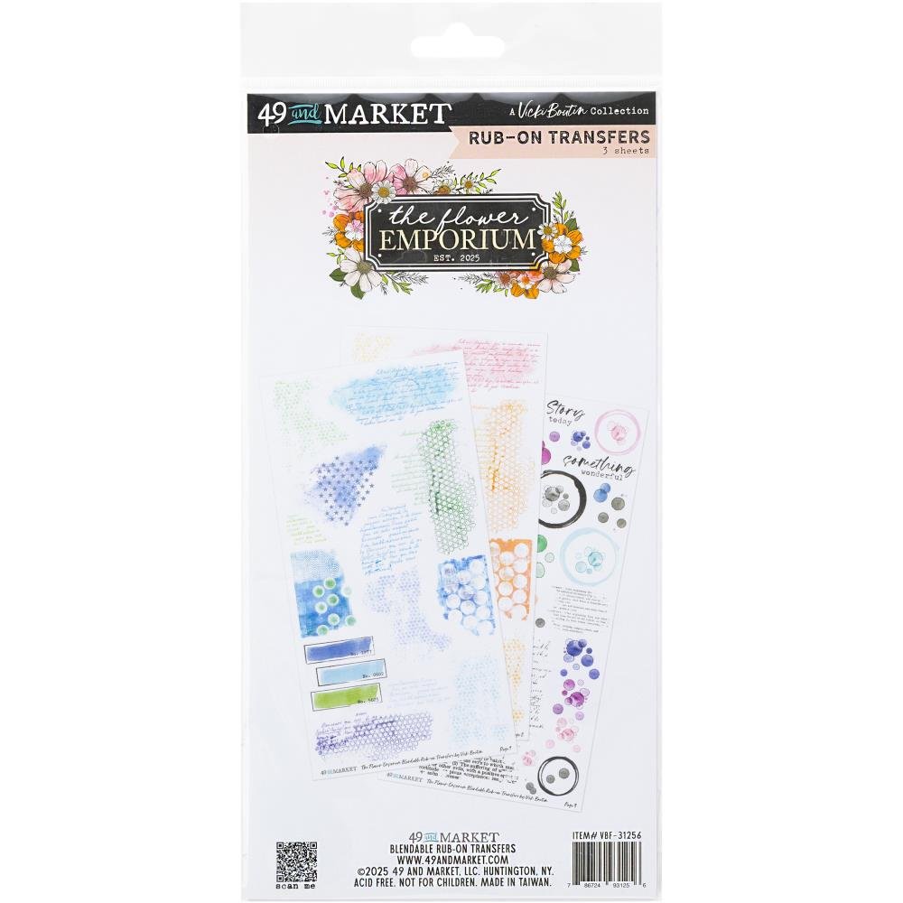 49 & Market Flower Emporium By Vicki Boutin Rub On Transfer Set Blendable