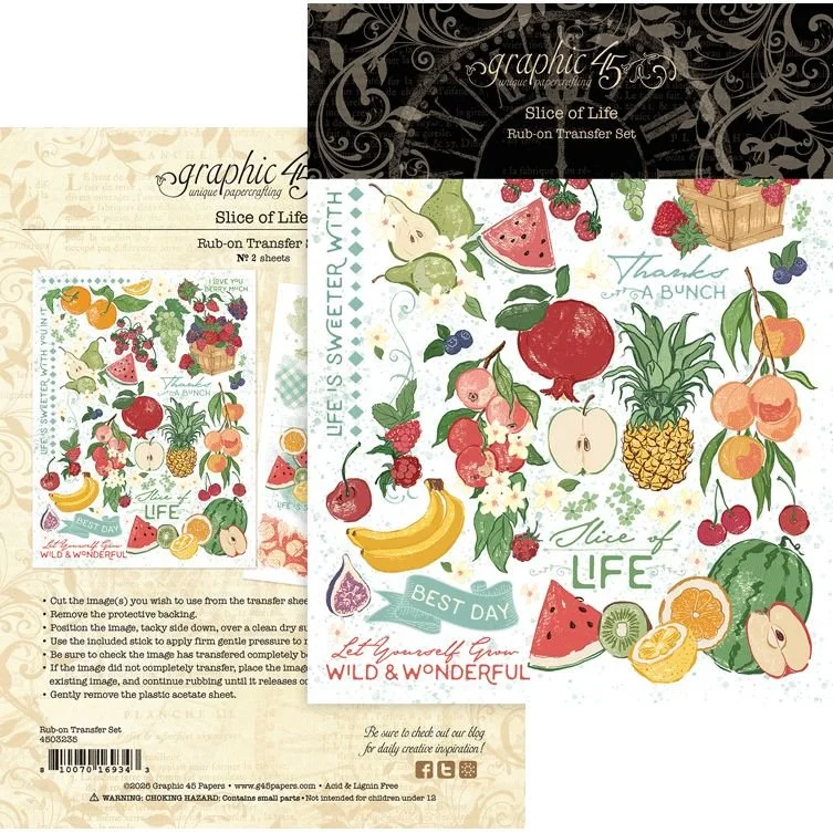 *Pre-Order* Graphic 45 Slice Of Life Rub On Transfers