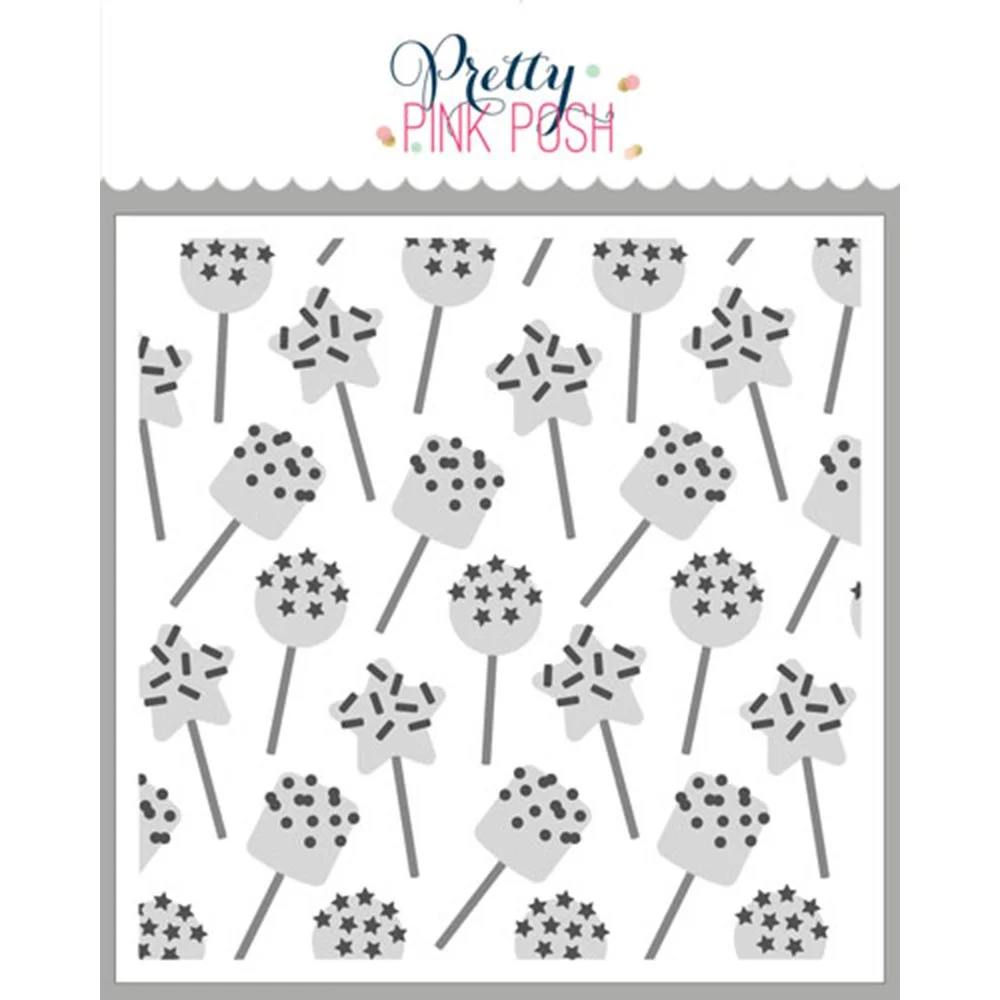Pretty Pink Posh Layered Birthday Cake Pops Stencils (3 layer)