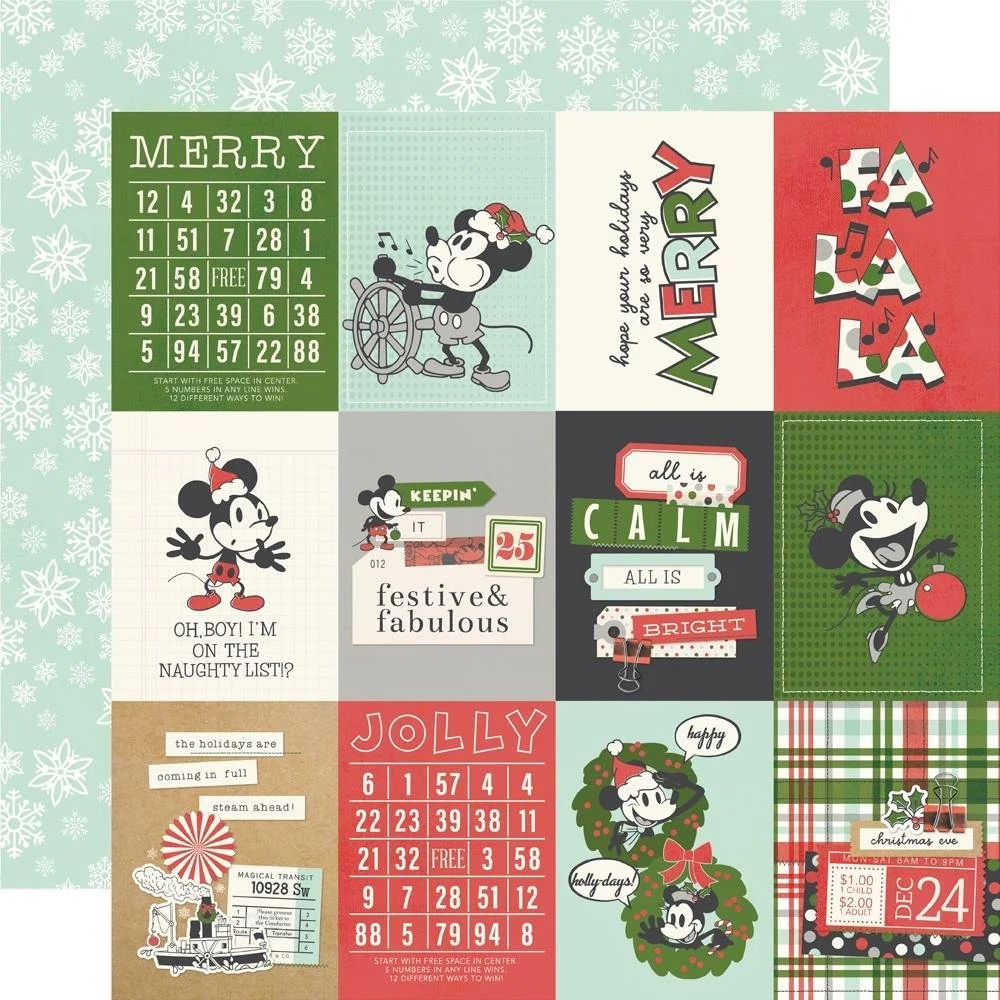 Simple Stories Say Cheese Classic Mouse Christmas 12" x 12" Paper 3" x 4" Elements