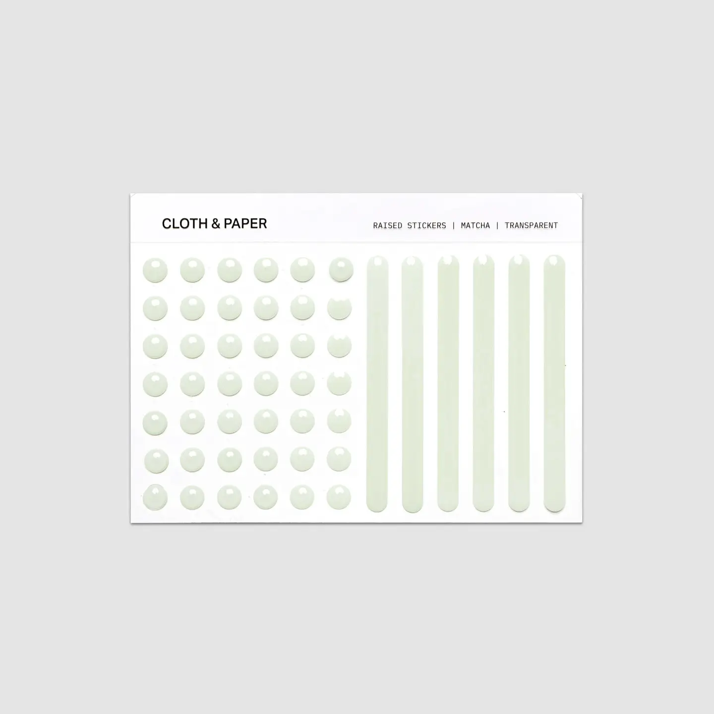 Cloth & Paper Raised Sticker Set Matcha