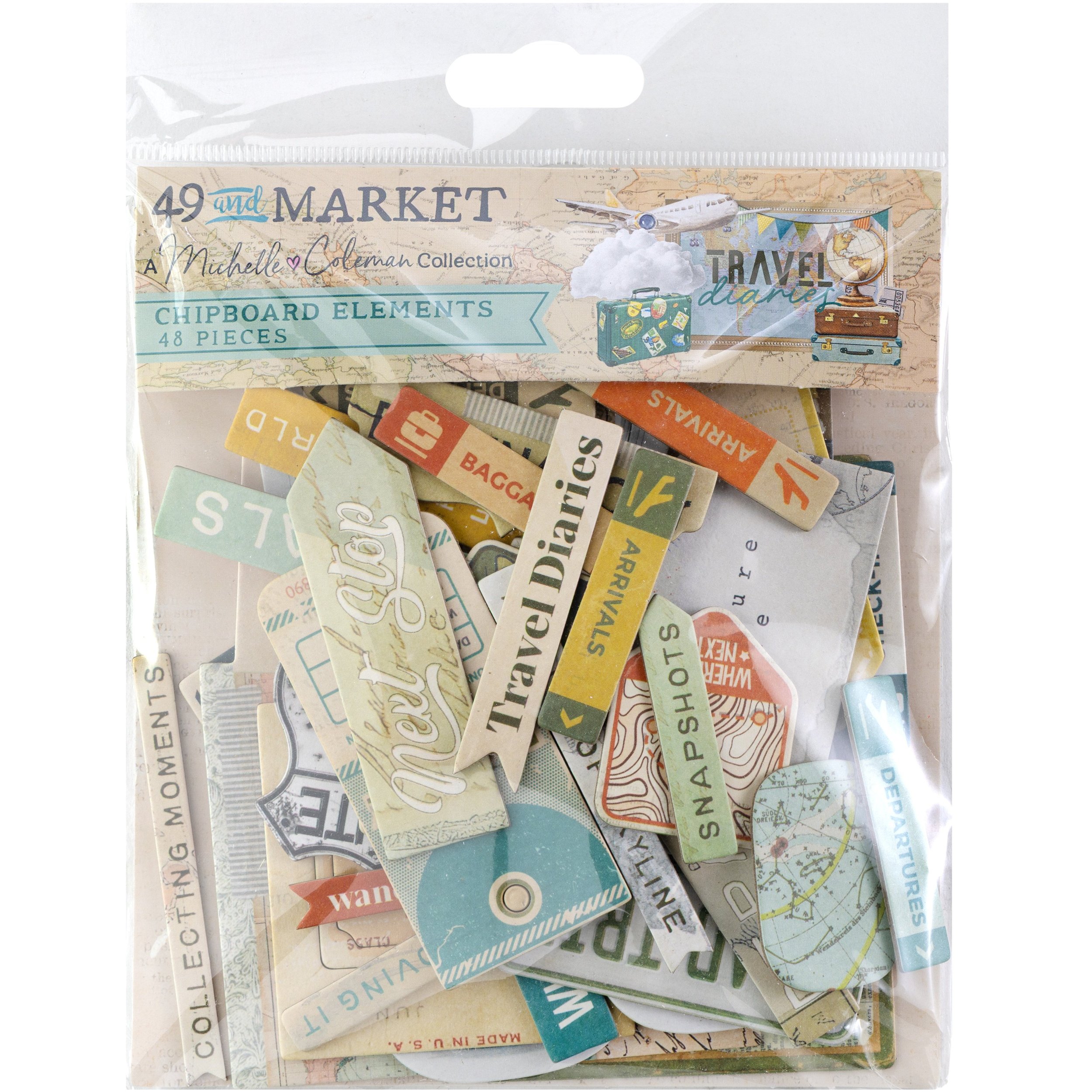 49 & Market Travel Diaries Travel Diaries Chipboard Set