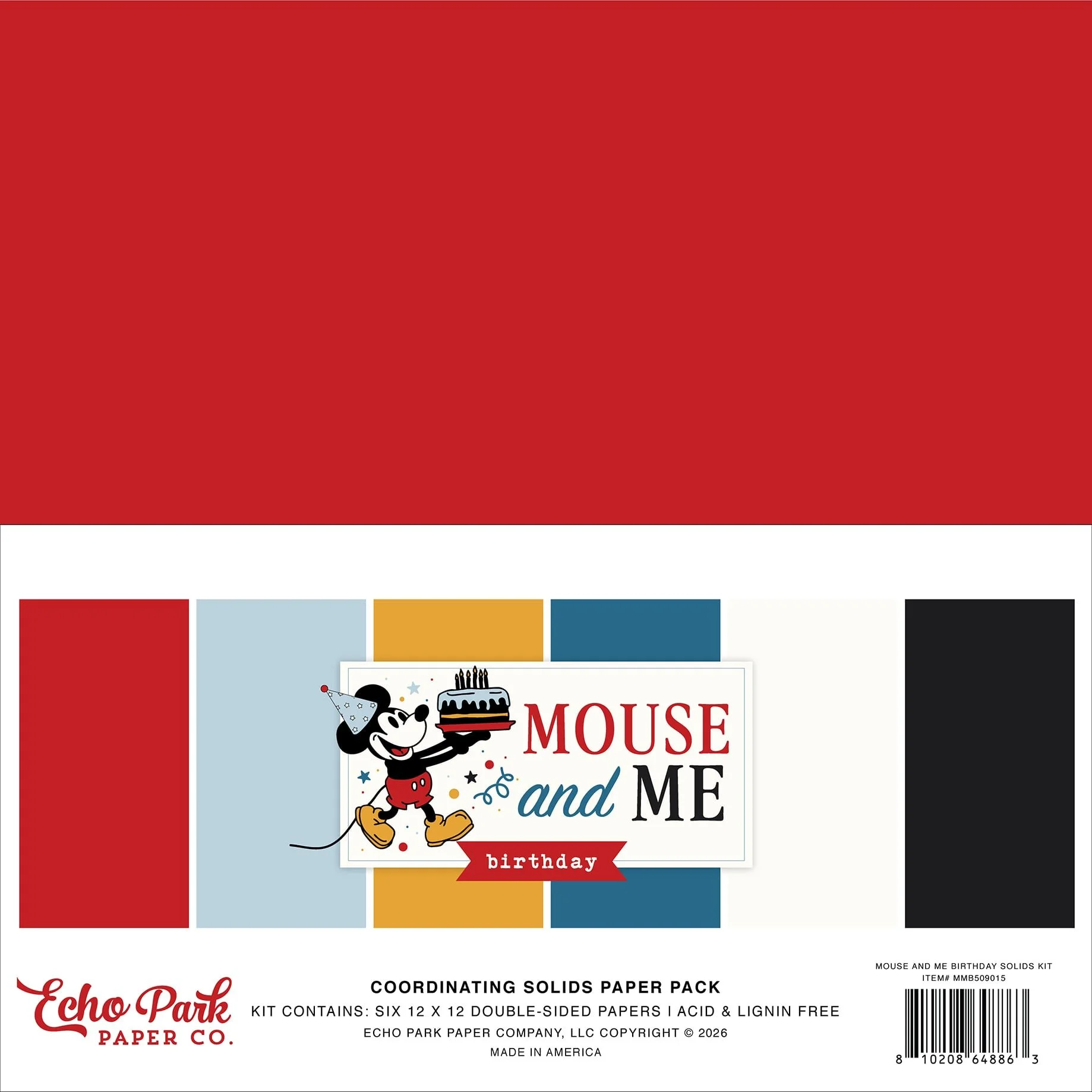 *Pre-Order* Echo Park Mouse & Me Birthday 12" x 12" Solids Kit