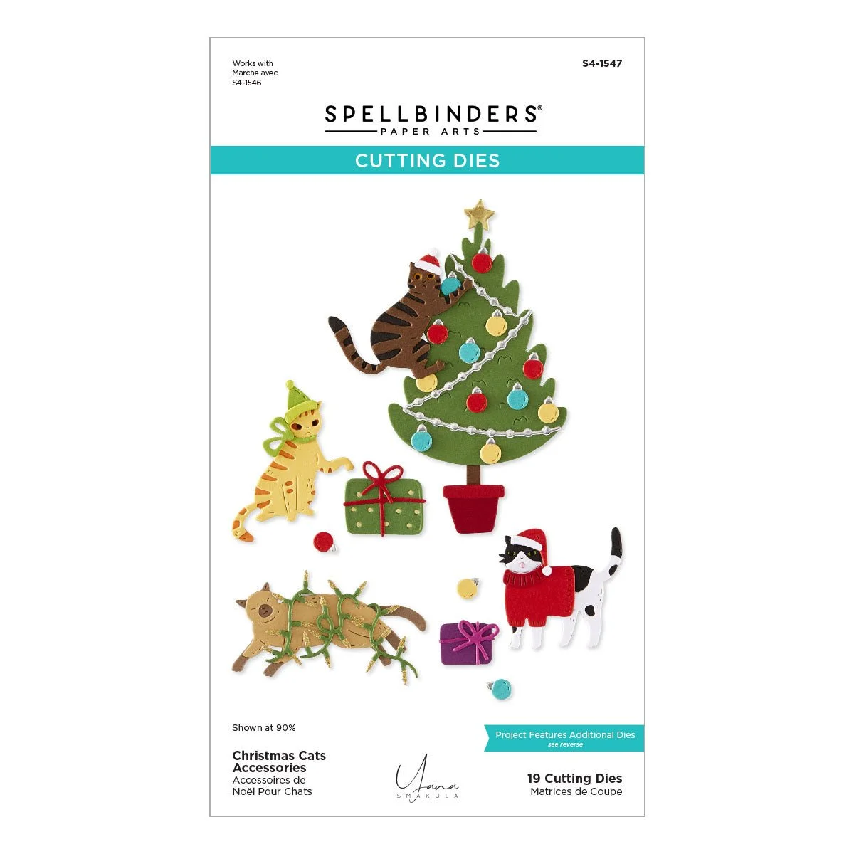 Spellbinders Christmas Cats Accessories Etched Dies by Yana Smakula