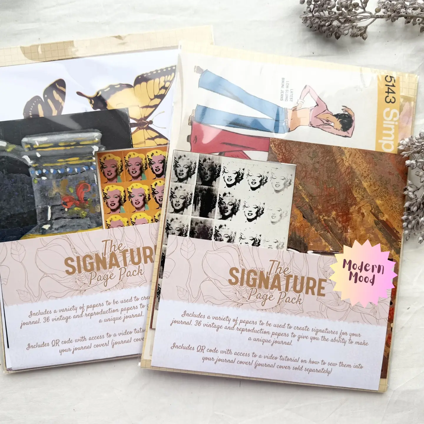 Junk Journal Page Pack Signature Pages (Modern Mood)