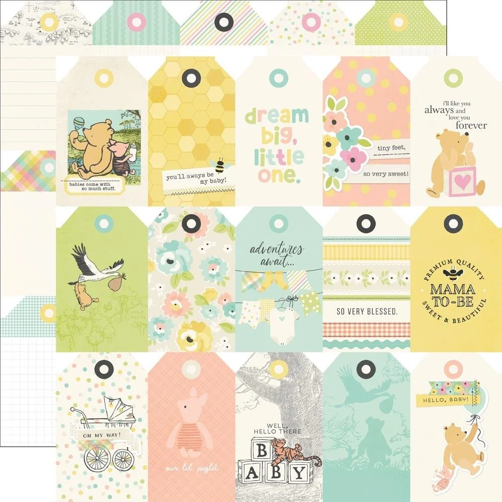 Simple Stories Pooh Baby 12" x 12" Paper Tag Elements