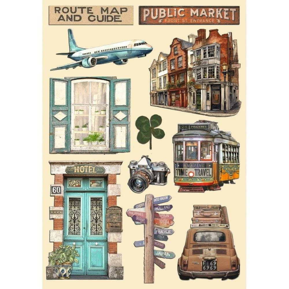 Stamperia Art Of Traveling Wood Shapes