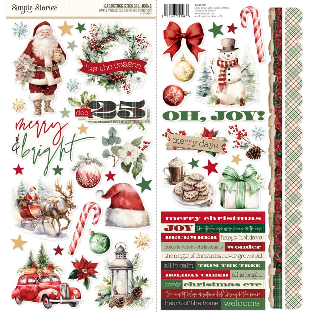 *Pre-Order* Simple Stories Simple Vintage Old Fashioned Christmas Icons Cardstock Stickers