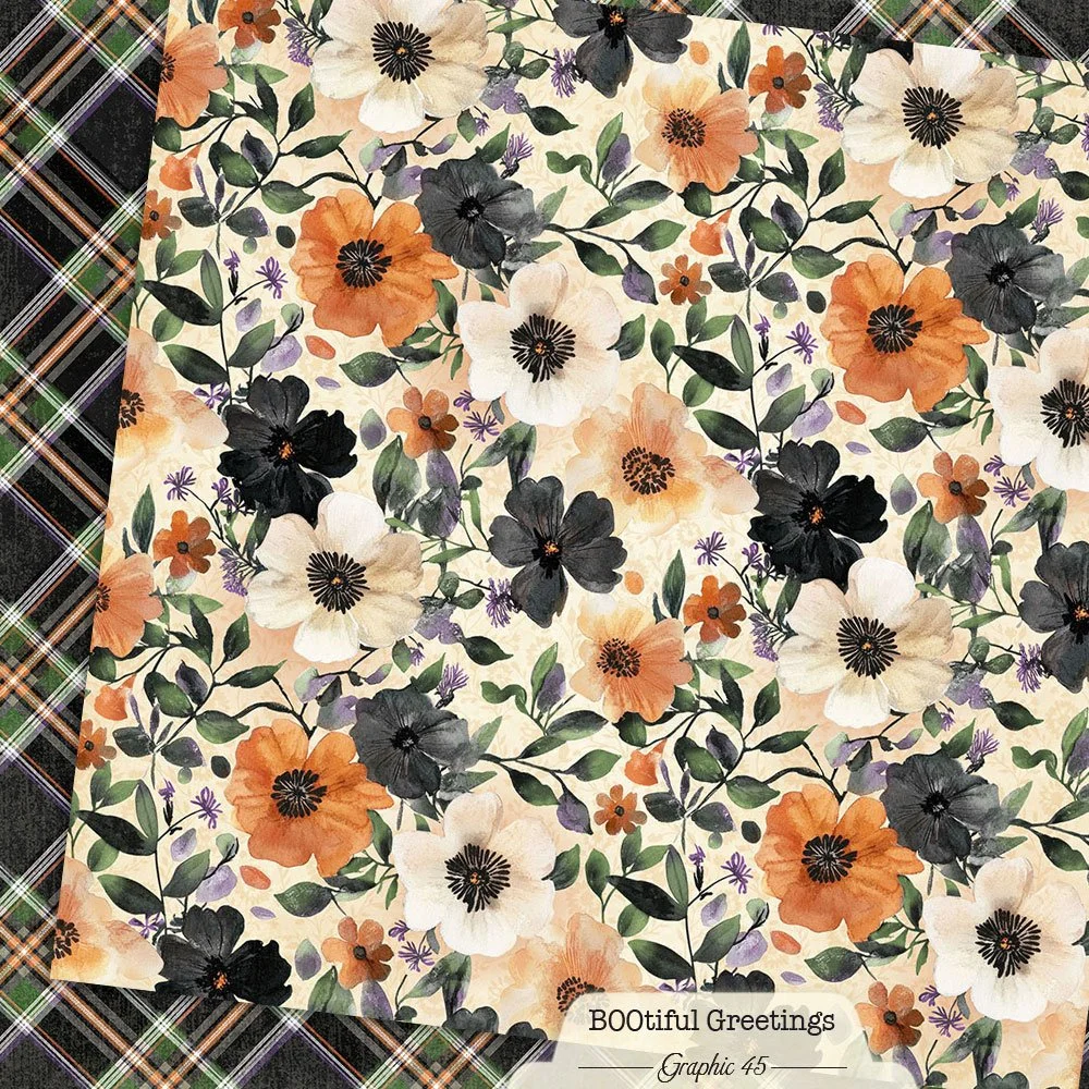 *Pre-Order* Graphic 45 Bootiful Greetings 12" x 12" Paper Floral & Plaid