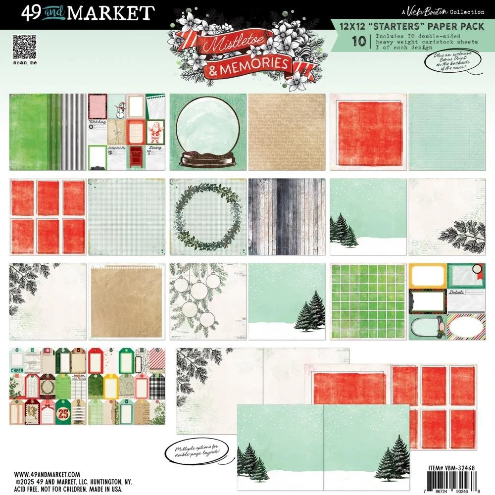 49 & Market Mistletoe & Memories 12" x 12" Starters Paper Pack