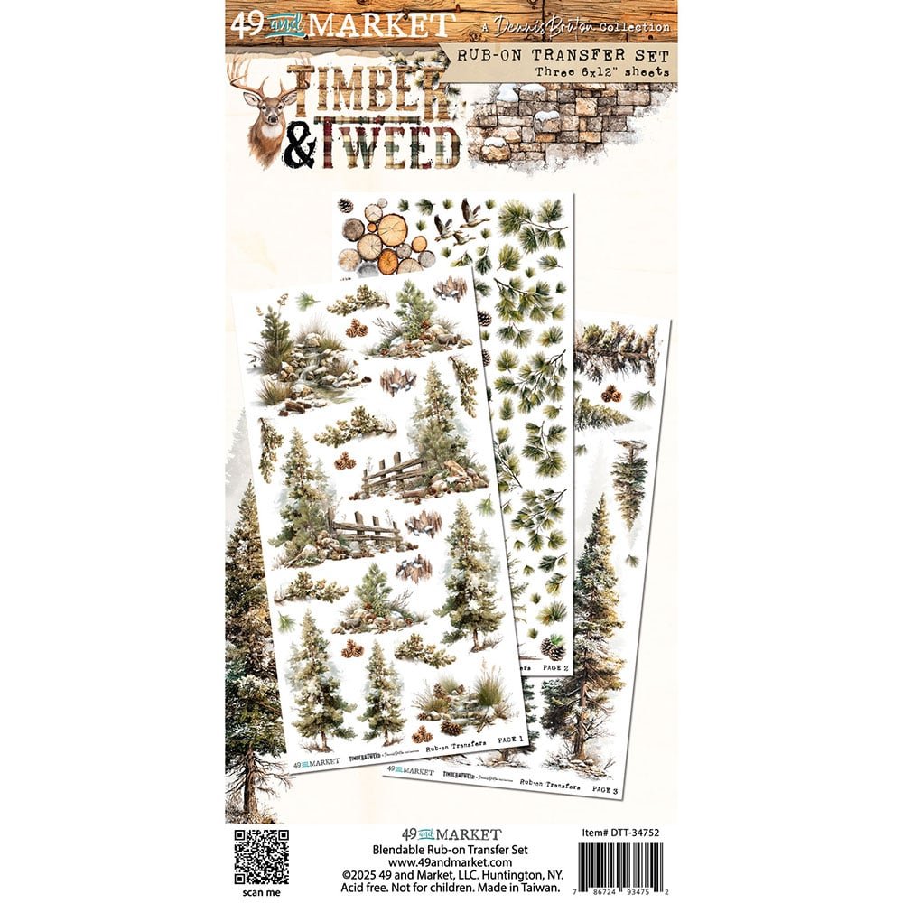 49 & Market Timber & Tweed 6 x 12 Blendable Rub-On Transfers