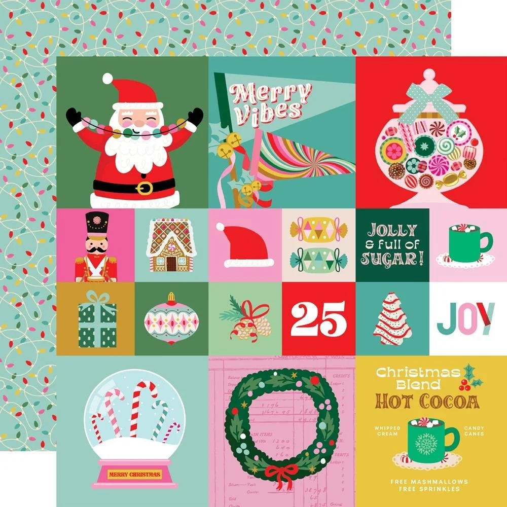 Simple Stories Hard Candy Christmas 12" x 12" Paper 2X2/4X4 Elements