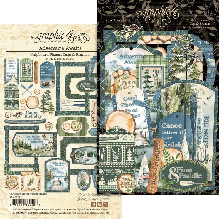 *Pre-Order* Graphic 45 Adventure Awaits Chipboard Die Cuts