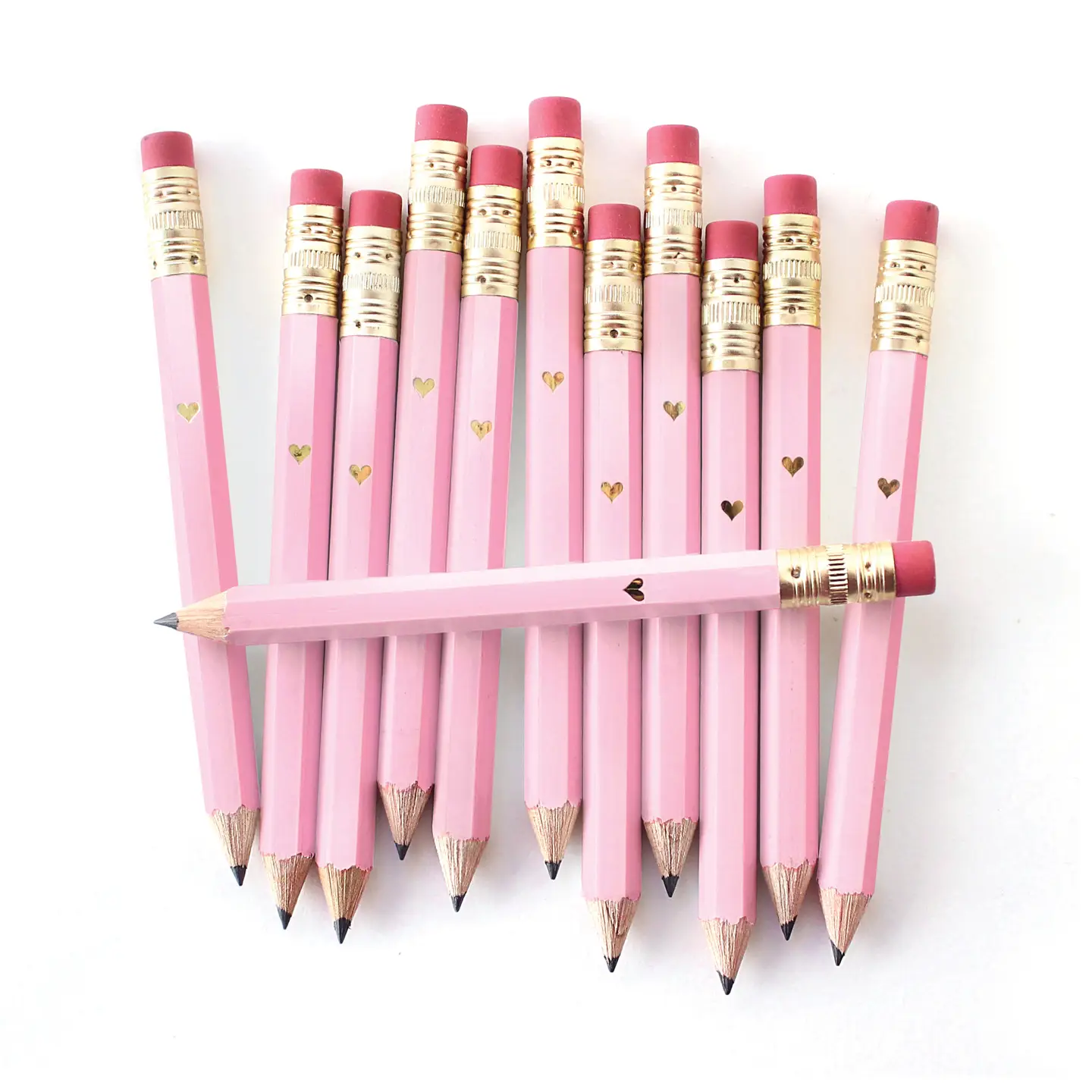 Inklings Paperie Mini Pencils Gold Heart/Pink