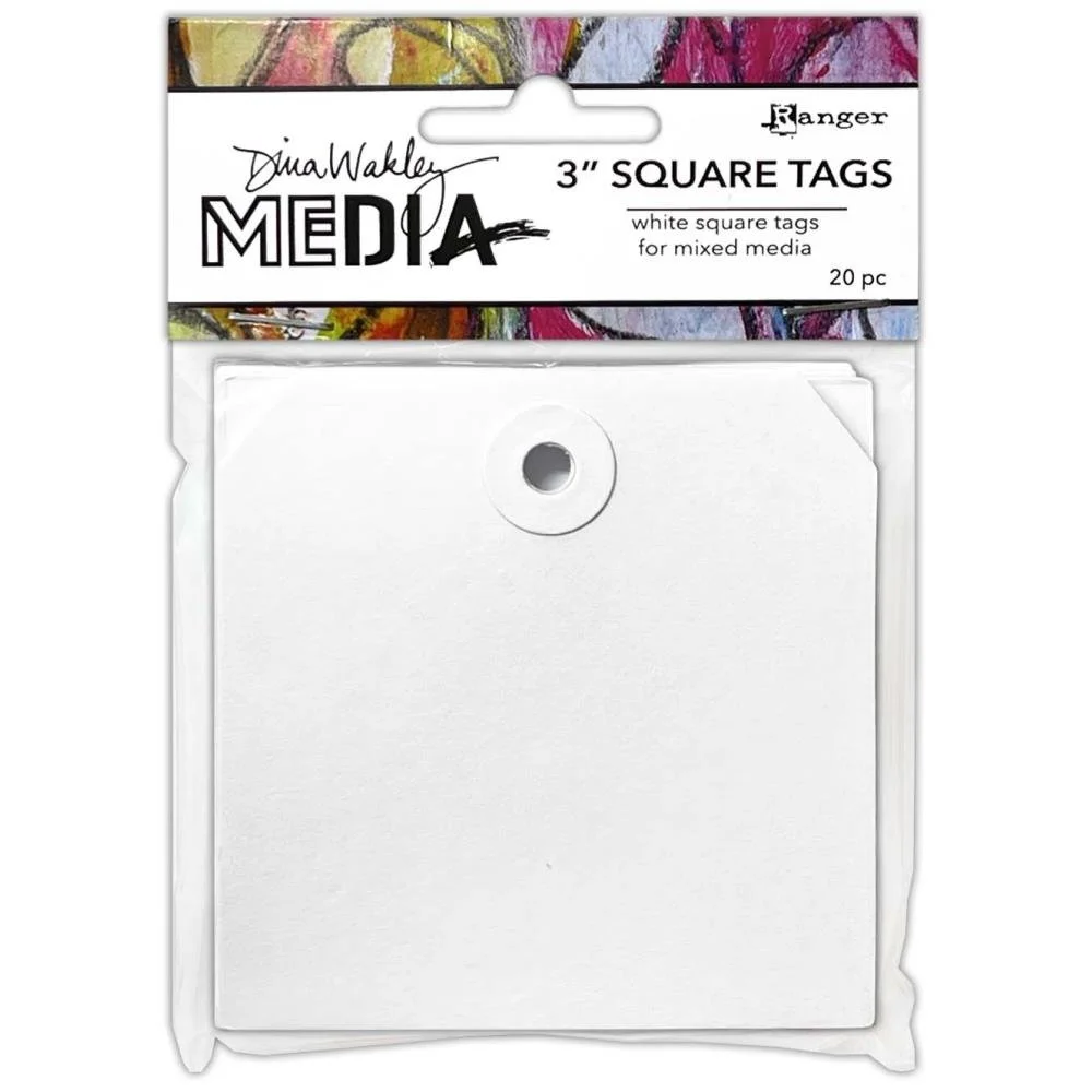 Dina Wakley MEdia Square Tags With Reinforced Holes 3"