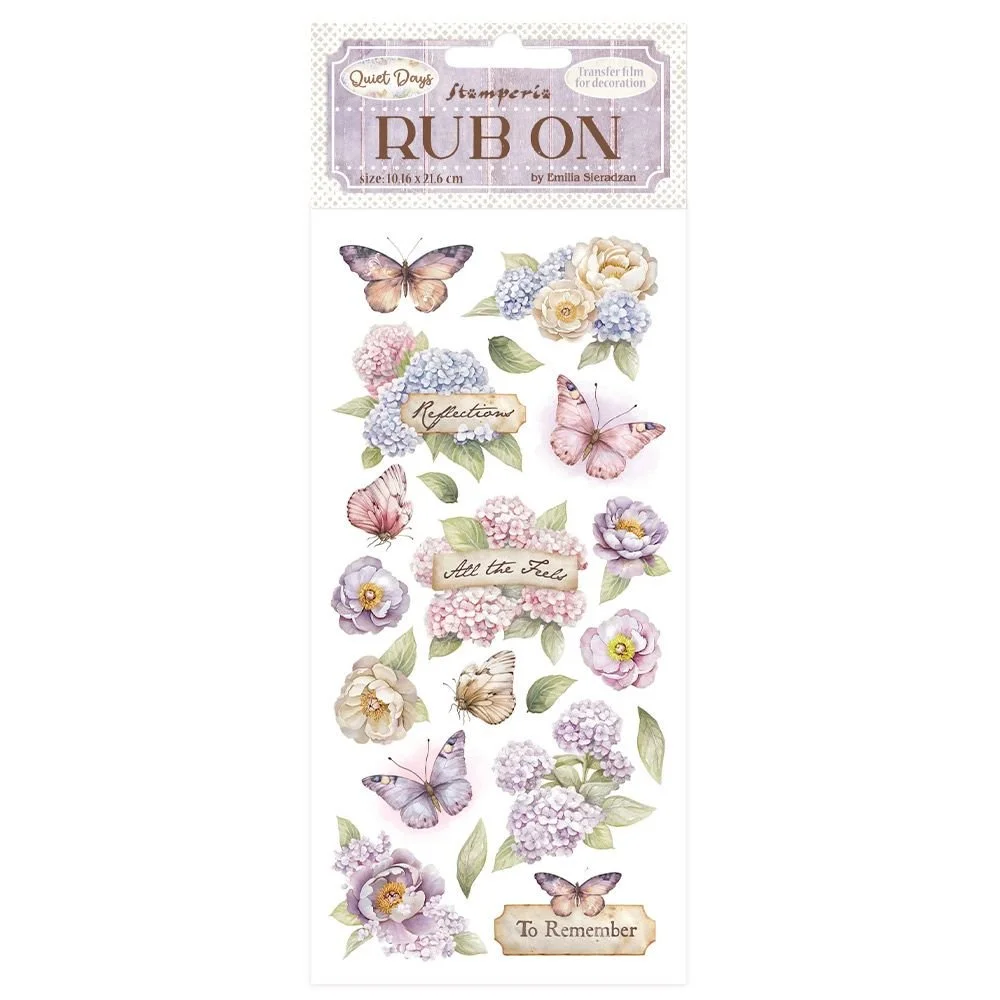 Stamperia Quiet Days Rub On Hydrangea And Butterfly