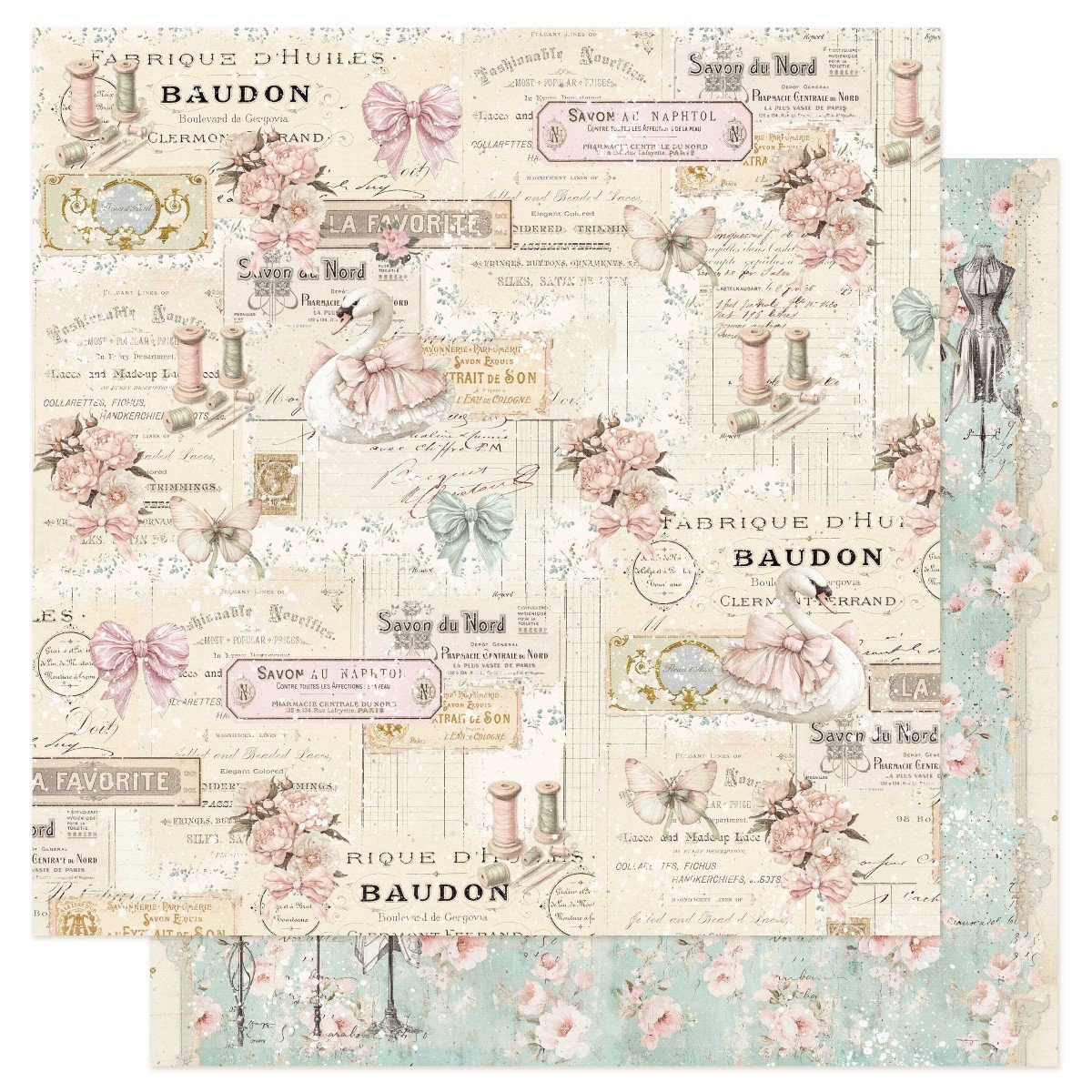 Prima Buttons & Keepsakes by Frank Garcia® 12" x 12" Paper Delicate Stitches