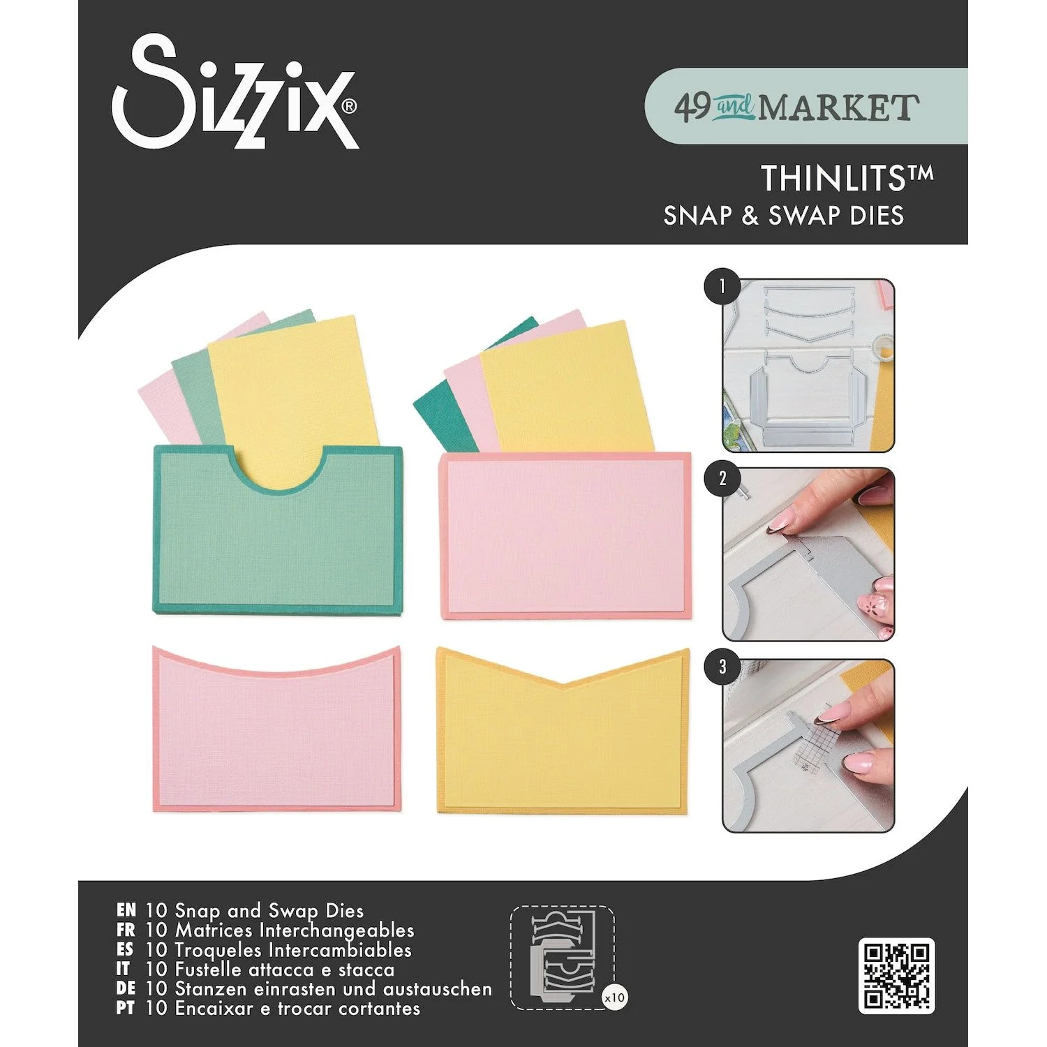 Sizzix Thinlits Set 10/Pkg, Snap and Swap by 49 and Market Pockets