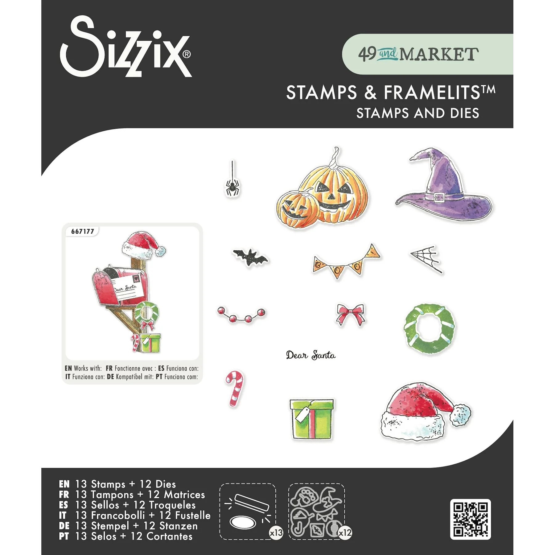 Sizzix and 49 and Market Holiday Drop Clear Stamps and Framelits Dies