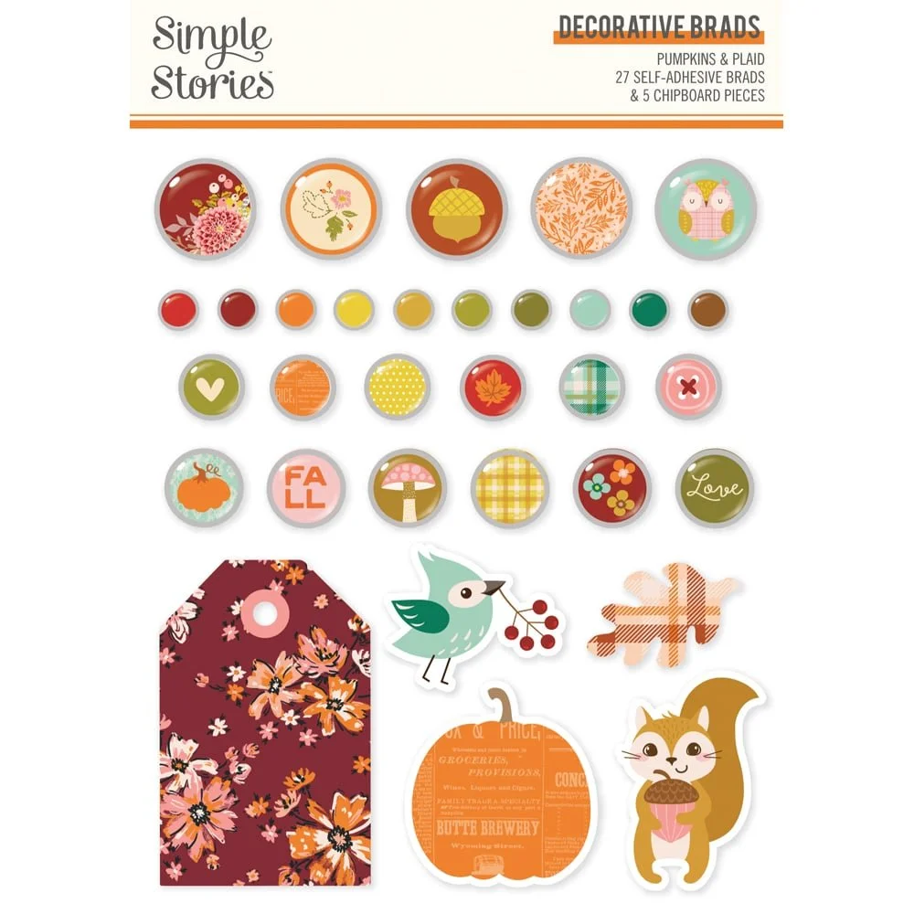 *Pre-Order* Simple Stories Pumpkins & Plaid Decorative Brads