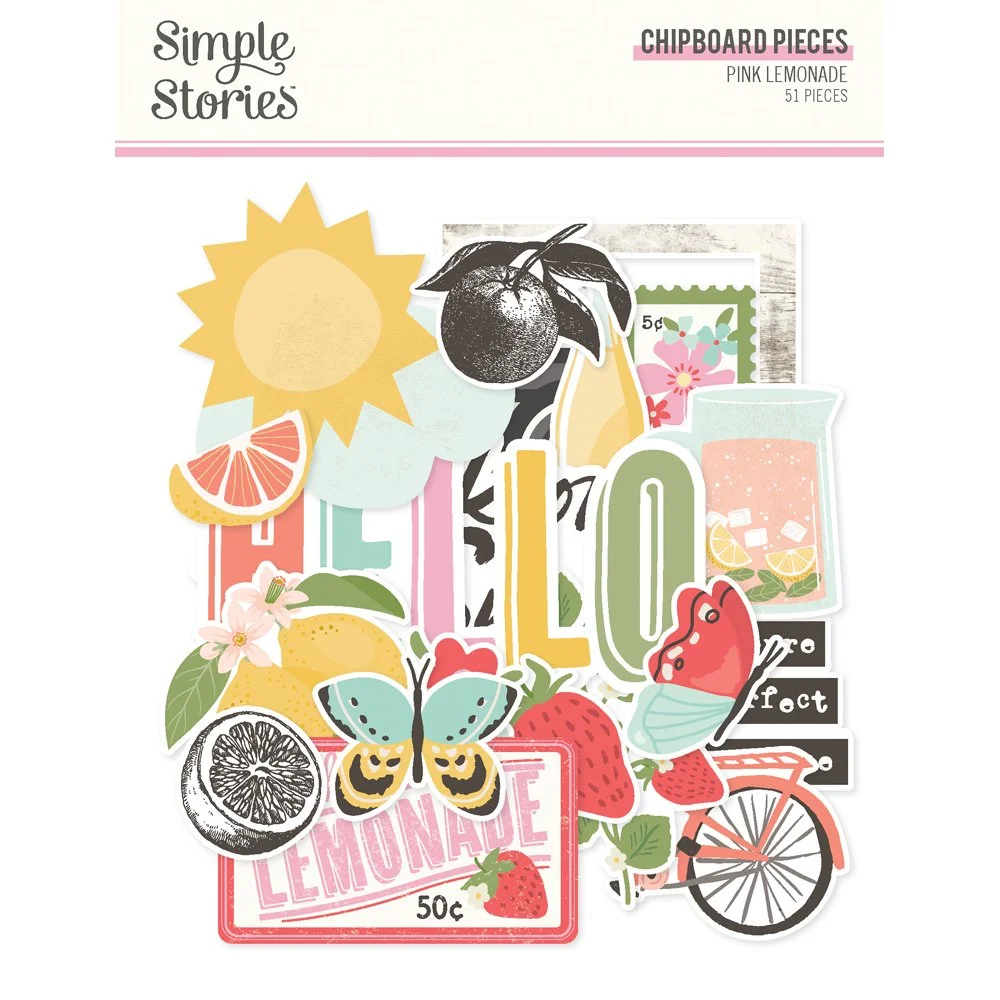 *Pre-Order* Simple Stories Pink Lemonade Chipboard Pieces