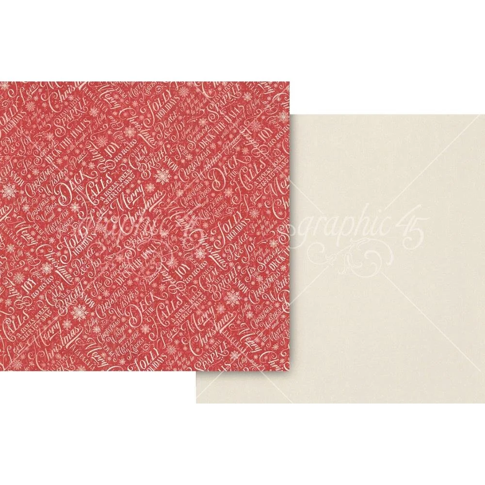 Graphic 45 Deck The Halls 12" x 12" Paper Snowdrift White