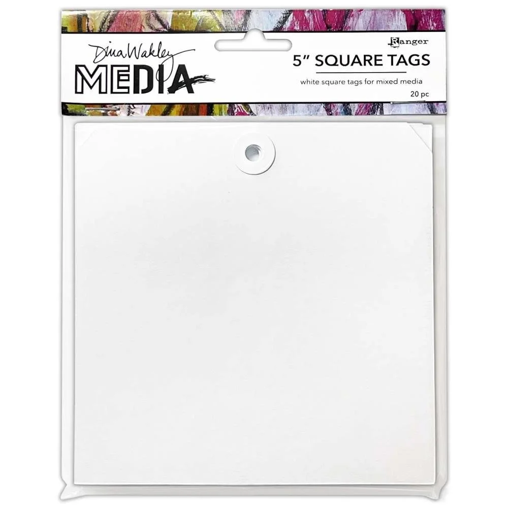 Dina Wakley MEdia Square Tags With Reinforced Holes 5"