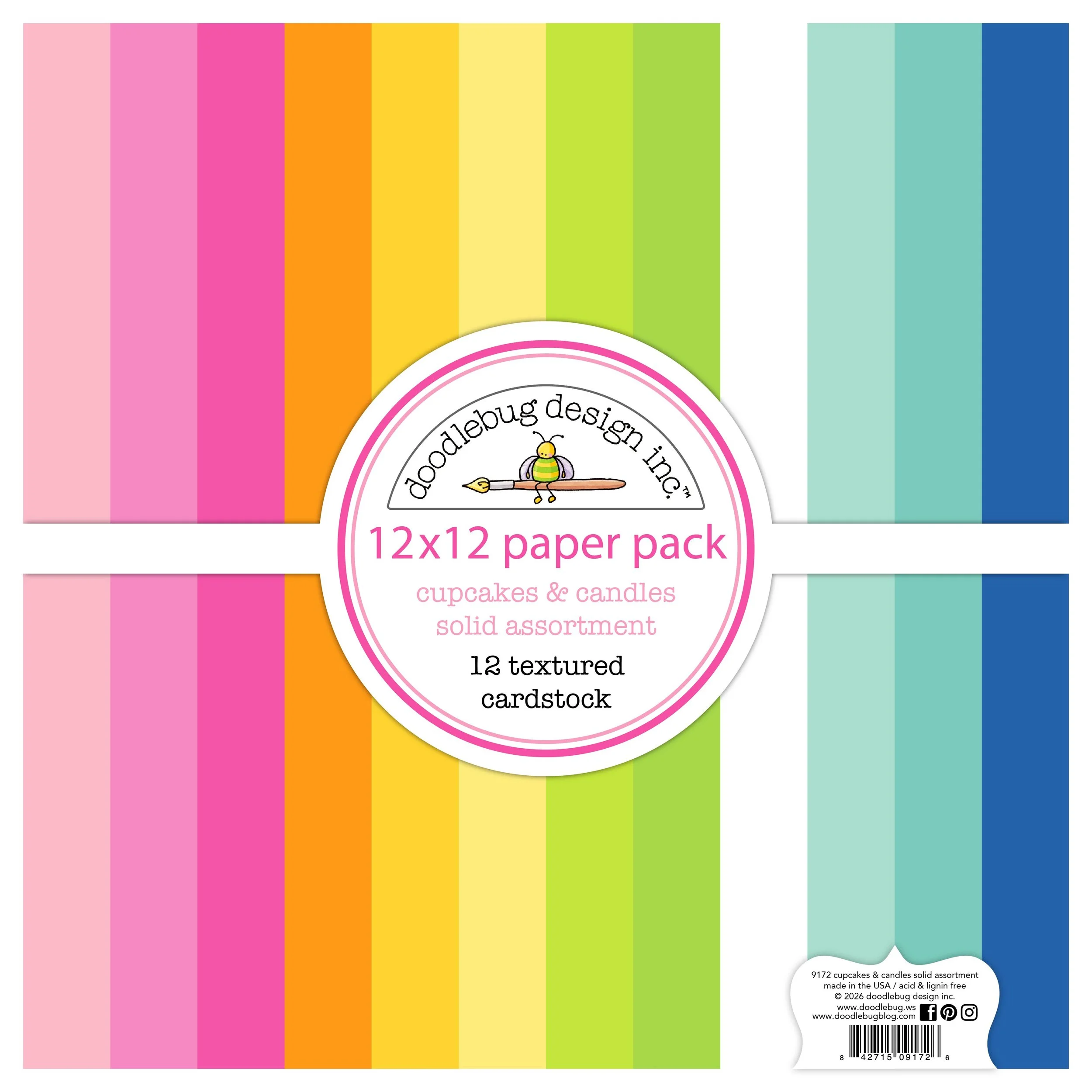 *Pre-Order* Doodlebug Cupcakes & Candles 12" x 12" Textured Cardstock Pack