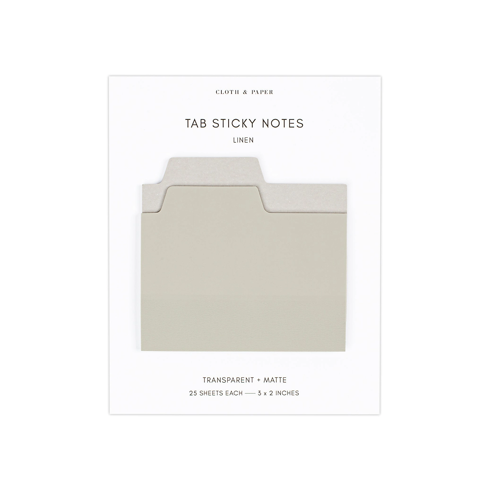 Cloth & Paper Blank Tab Sticky Note Set Linen